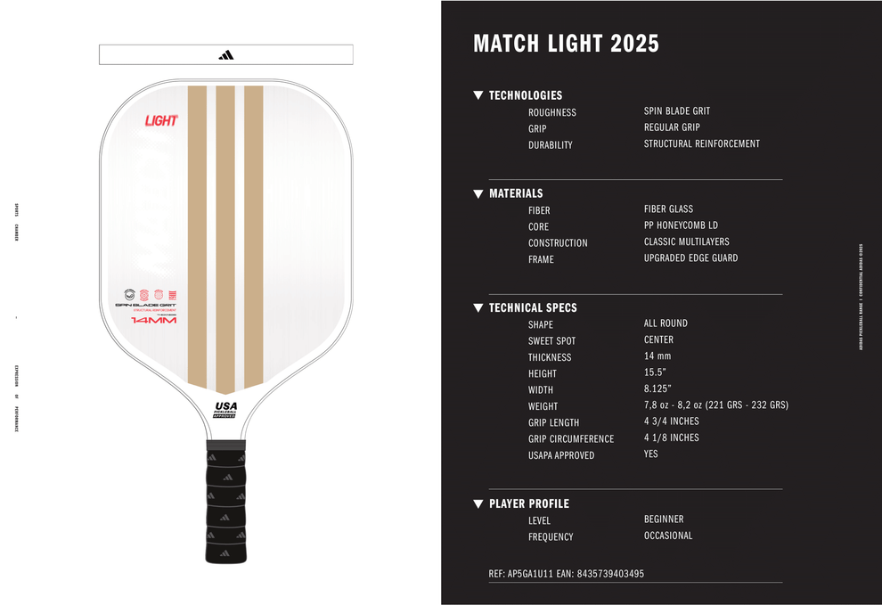 Adidas Match Light Composite Pickleball Paddle