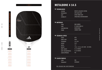 adidas METALBONE 14.5mm Carbon Fiber Pickleball Paddle